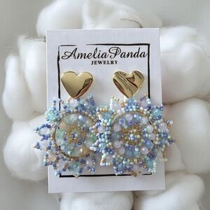 Amelia Panda Gold and Beaded Earrings